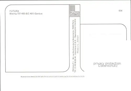 Flugzeuge Zivil Futura Boeing 737 400 EC 401 Kat. Flug
