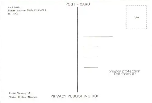 Flugzeuge Zivil Air Liberia Britten Norman BN 24 Islander EL AHZ  Kat. Flug