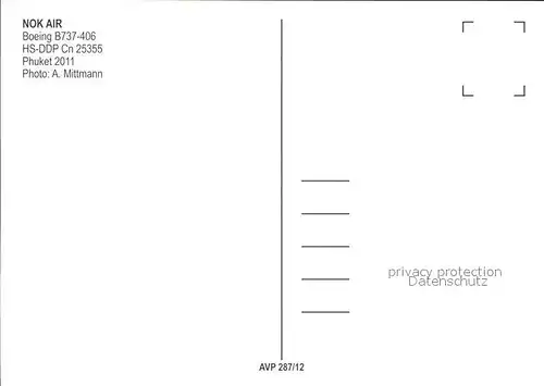 Flugzeuge Zivil Nok Air Boeing B737 406 HS DDP Cn 25355 Kat. Flug