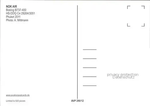 Flugzeuge Zivil Nok Air Boeing B737 400 HS DDQ Cn 29204 3051 Kat. Flug