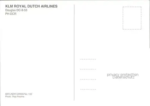 Flugzeuge Zivil KLM Royal Dutch Airlines Douglas DC 8 53 PH DCR  Kat. Flug