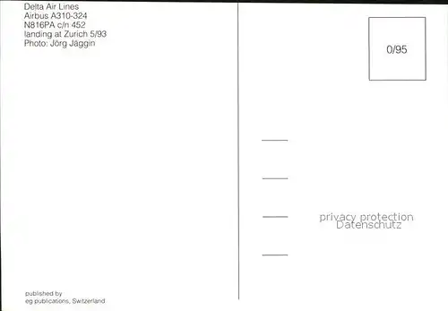 Flugzeuge Zivil Delta Air Lines A310 324 N816PA c n 452  Kat. Flug