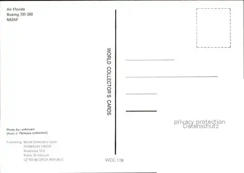 Flugzeuge Zivil Air Florida Boeing 737 200 N53AF  Kat. Flug