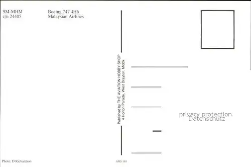 Flugzeuge Zivil Malaysian Airlines Boeing 747 4H6 9M MHM c n 24405 Kat. Flug