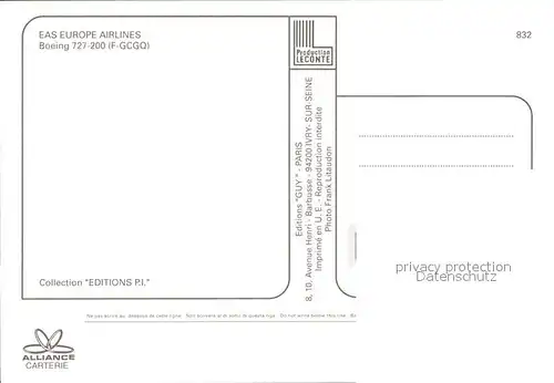 Flugzeuge Zivil EAS Europe Airlines Boeing727 200 F GCGQ Kat. Flug