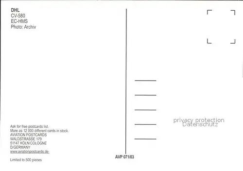Flugzeuge Zivil DHL CV 580 EC HMS  Kat. Flug