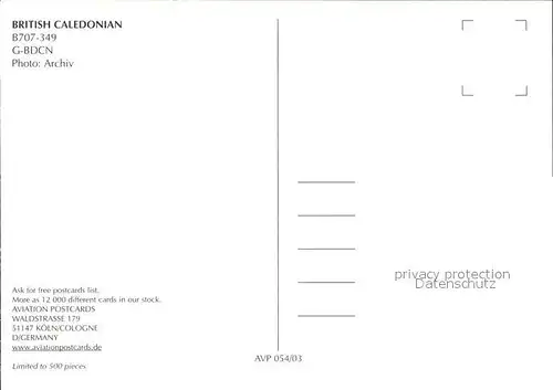 Flugzeuge Zivil British Caledonian B707 349 G BDCN  Kat. Flug