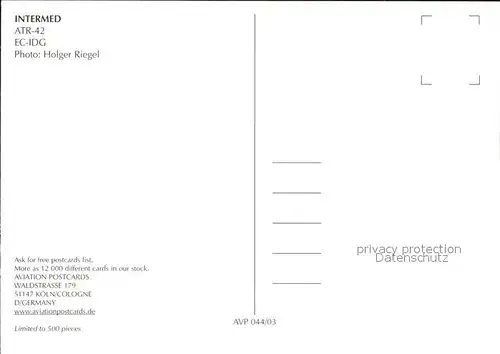 Flugzeuge Zivil Intermed ATR 42 EC IDG Kat. Flug