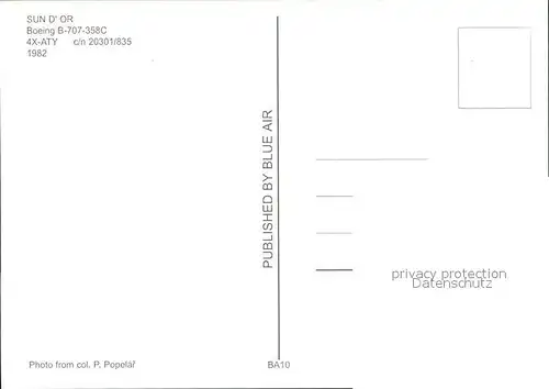 Flugzeuge Zivil Sun D OR Boeing B 707 358C 4X ATY c n 20301 835 Kat. Flug