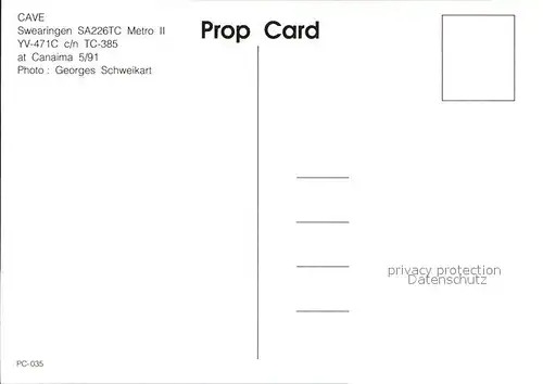 Flugzeuge Zivil Cave Swearingen SA226TC Metro II YV 471C c n TC 385 Kat. Flug