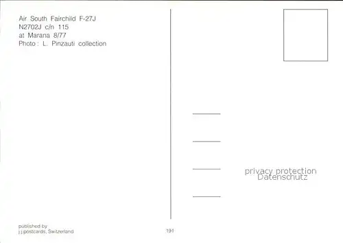 Flugzeuge Zivil Air South Fairchild F 27J N2702J c n 115 Kat. Flug