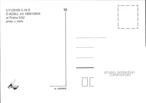 Flugzeuge Zivil Berline Ilyushin IL18D D AOAU c n   Kat. Flug