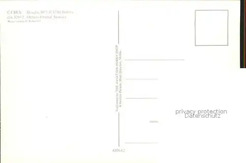 Flugzeuge Zivil Ontaria Central Douglas DC3 Dakota C FBKX c n 32812  Kat. Flug
