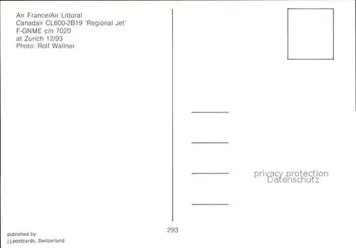 Flugzeuge Zivil Air France Air Littoral Canadair CL600 2B19 Regional Jet F GNME c n 7020  Kat. Flug