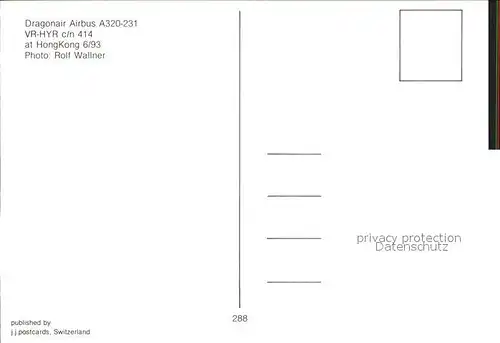 Flugzeuge Zivil Dragonair A320 231 VH HYR c n 414  Kat. Flug