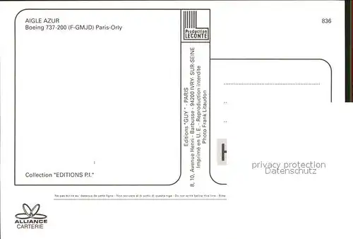 Flugzeuge Zivil Aigle Azur Boeing 737 200 F GMJD  Kat. Flug