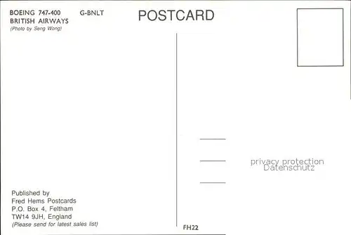 Flugzeuge Zivil British Airways Boeing 747 400 G BNLT  Kat. Flug