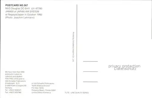 Flugzeuge Zivil McD Douglas DC 9 41 c n 47780 JA8450 Japan Air System Kat. Flug