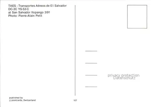 Flugzeuge Zivil TAES  Transportes Aereos de El Salvador DC 3C YS 53 C Kat. Flug