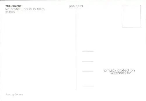 Flugzeuge Zivil Transwede MC Donnell Douglas MD 83 SE  DHO Kat. Flug