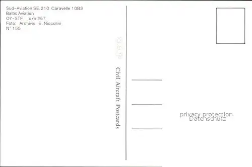 Flugzeuge Zivil Sud Aviation SE 210 Caravelle 10B3 Baltic Aviation OY STF c n 257 Kat. Flug
