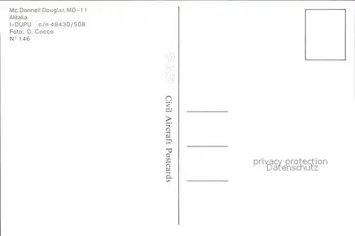 Flugzeuge Zivil Mc Donnell Douglas MD 11 Alitalia I DUPU c n 48430 508 Kat. Flug