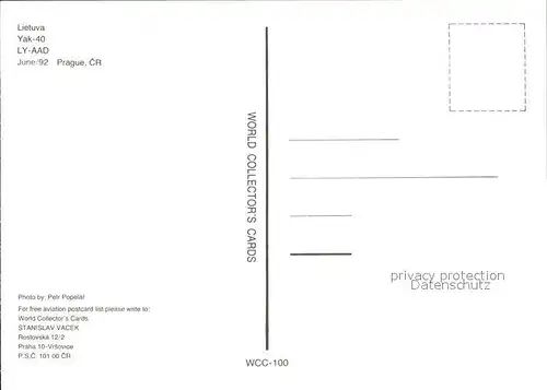 Flugzeuge Zivil Lietuva Yak 40 LY AAD  Kat. Flug