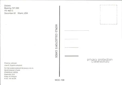 Flugzeuge Zivil Zuliana Boeing 727 200 YV 462 C Kat. Flug