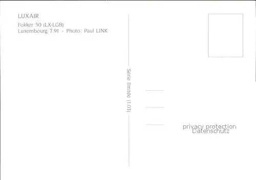 Flugzeuge Zivil Luxair Fokker 50 LX LGB  Kat. Flug