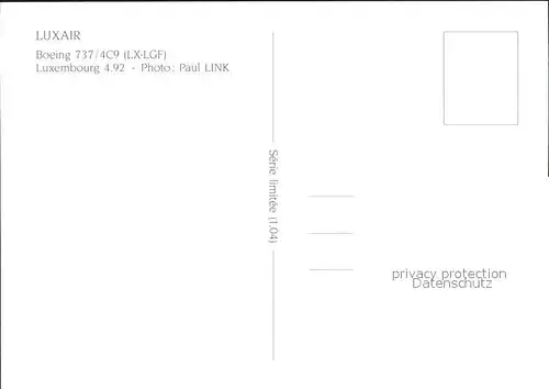 Flugzeuge Zivil LUXAIR Boeing 737 4C9 LX LGF  Kat. Flug