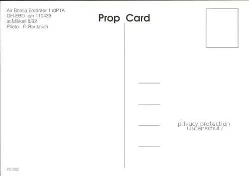 Flugzeuge Zivil Air Botnia Embraer 110P1A OH EBD c n 110439 Kat. Flug