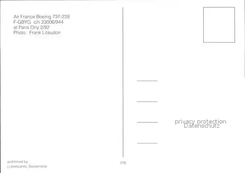 Flugzeuge Zivil Air France Boeing 737 228 F GBYG c n 23006 944  Kat. Flug