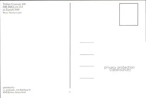 Flugzeuge Zivil Tellair Convair 440 HB IMQ c n 213  Kat. Flug