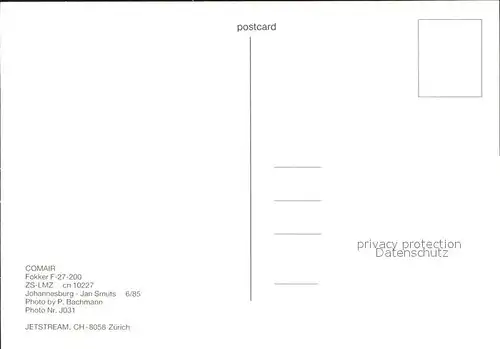 Flugzeuge Zivil Comair Fokker F 27 200 ZS LMZ cn 10227 Kat. Flug