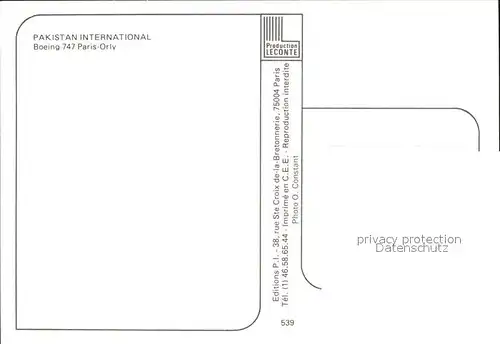 Flugzeuge Zivil Pakistan International PIA Boeing 747 Kat. Flug