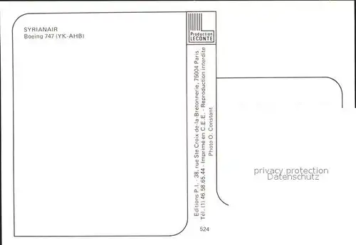 Flugzeuge Zivil Syrianair Boeing 747 YK AHB  Kat. Flug