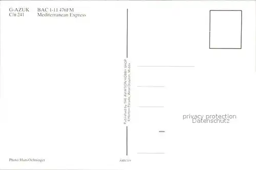Flugzeuge Zivil G AZUK BAC 1 11 476FM C n 241 Mediterranean Express  Kat. Flug
