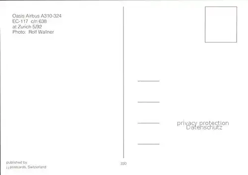 Flugzeuge Zivil Oasis Airbus A310 324 EC 117 c n 638 Kat. Flug