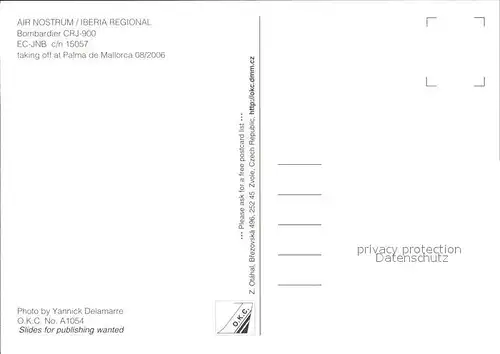 Flugzeuge Zivil Air Nostrum Iberia Regional Bombardier CRJ 900 EC JNB c n 15057 Kat. Flug