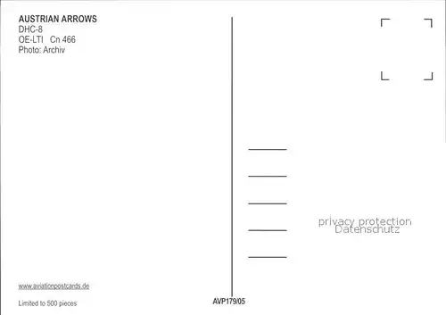 Flugzeuge Zivil Austrian Arrows DHC 8 OE LTI Cn 466 Kat. Flug