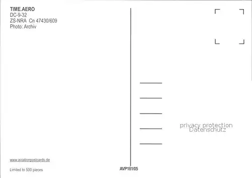 Flugzeuge Zivil Time.Aero DC 9 32 ZS NRA Cn 47430 609 Kat. Flug