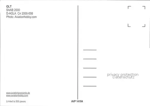 Flugzeuge Zivil OLT Saab 2000 D AOLA Cn 2000 008 Kat. Flug