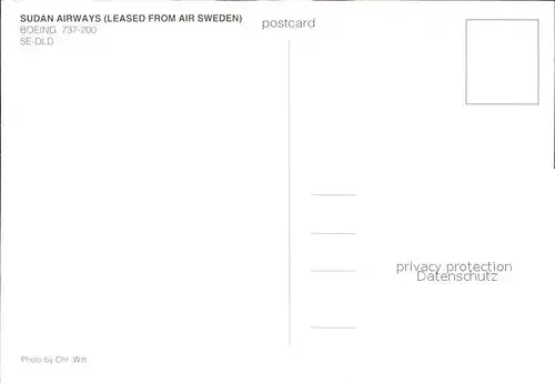 Flugzeuge Zivil Sudan Airways Boeing 737 200 SE DLD Kat. Flug