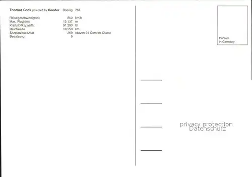 Flugzeuge Zivil Thomas Cook Condor Boeing 767 Kat. Flug