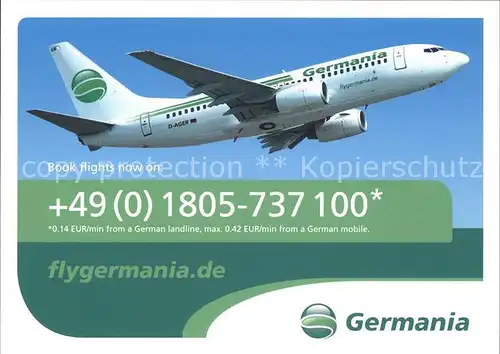 Flugzeuge Zivil Germania D AGER  Kat. Flug