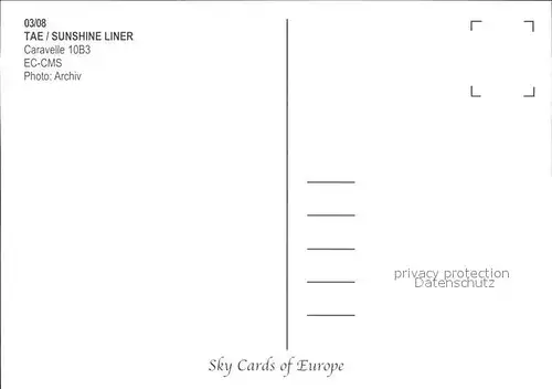 Flugzeuge Zivil TAE Sunshine Liner Caravelle 10B3 EC CMS  Kat. Flug
