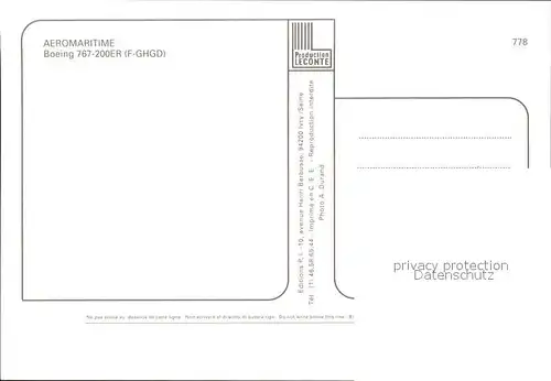 Flugzeuge Zivil Aeromaritime Boeing 767 200ER F GHGD Kat. Flug