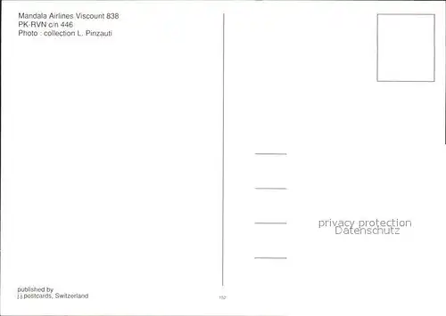 Flugzeuge Zivil Mandala Airlines Viscount 838 PK RVN c n 446 Kat. Flug