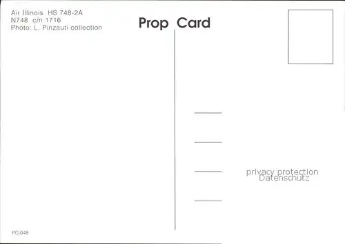 Flugzeuge Zivil Air Illinois HS 748 2A N748 c n 1716 Kat. Flug