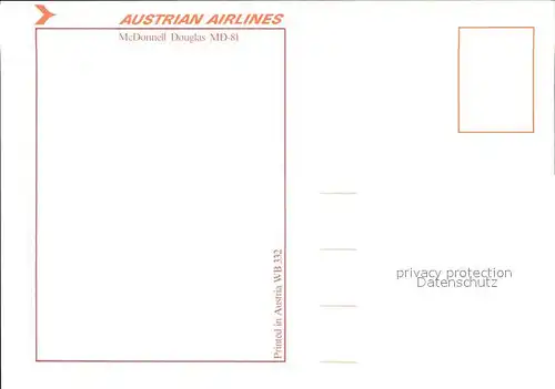 Flugzeuge Zivil Austrian Airlines McDonnell Douglas MD 81 Kat. Flug